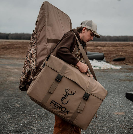 FEROX Flyway Series - Fully Flocked Canada Goose Silhouette Decoys – 60 Pack &amp; Classic Khaki Bag